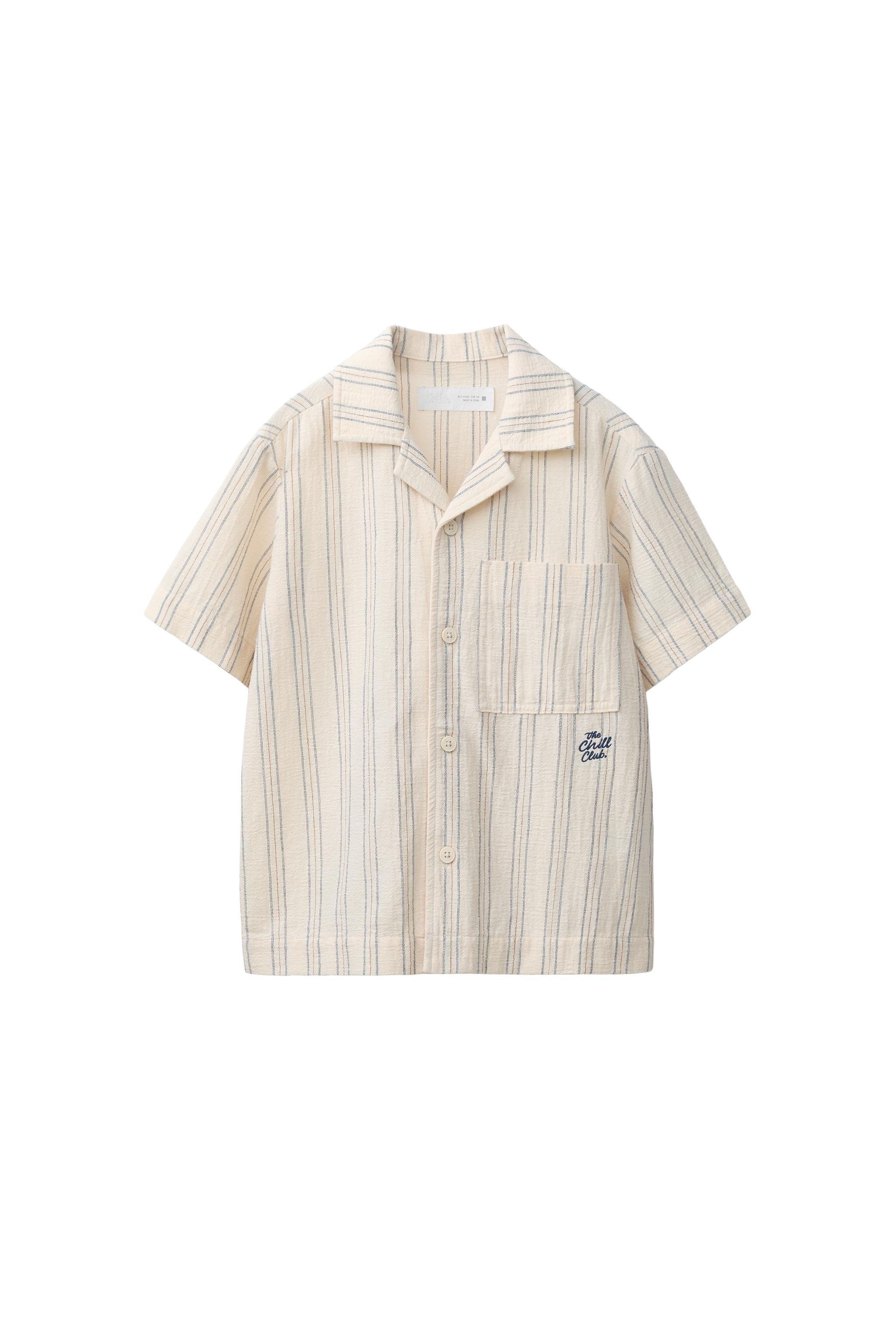 ミュージシャン HYSFORM PATCHED STRIPE SHIRTS EMBROIDERED STRIPED SHIRT - Ecru | ZARA United States