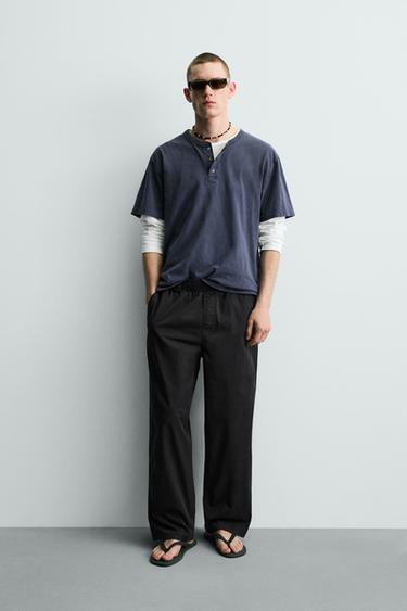 PANTALÓN RELAXED FIT ALGODÓN - Negro de Zara