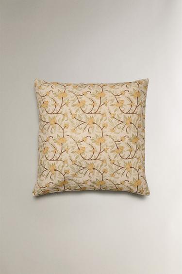 FLORAL CUSHION COVER - Yellow by Zara