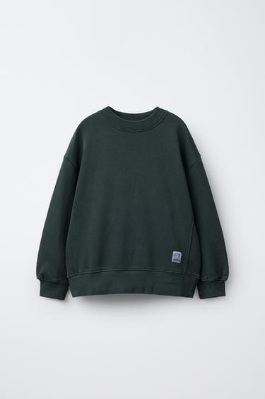 GARMENT DYE LABEL SWEATSHIRT - Emerald by Zara