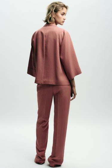PANTALON DROIT TAILLE ÉLASTIQUE - MARSALA de Zara - Image 4