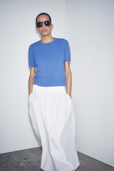 EINFARBIGES TOP AUS 100 % WOLLE - Mittelblau von Zara - Bild 0
