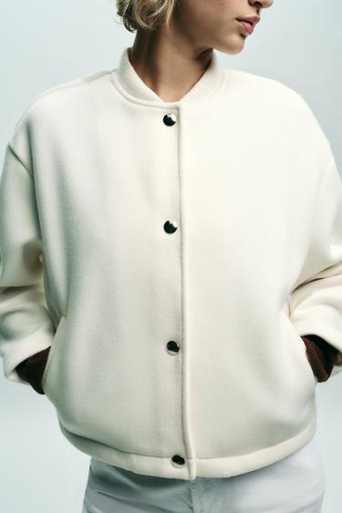 SOFT BOMBER JACKET WITH GOLDEN BUTTONS - Ecru by Zara - Image 2
