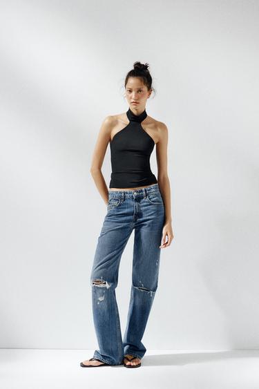 ТОП ИЗ ПОЛИАМИДА С ГОРЛОВИНОЙ ХАЛТЕР — ЧЕРНЫЙ от Zara — изображение 0