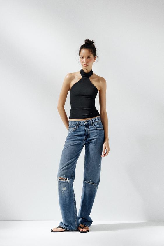 POLYAMIDE HALTER TOP