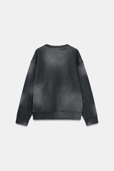 SWEAT EFFET DÉLAVÉ DÉCHIRURES - Noir de Zara - Image 5