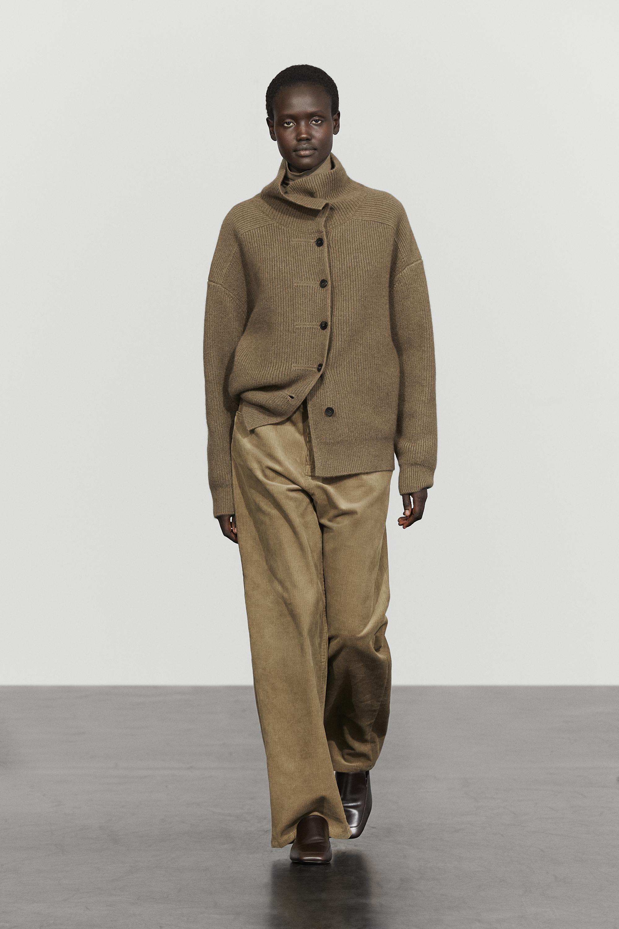 100% cashmere cross-over knit cardigan - Khaki | ZARA Canada