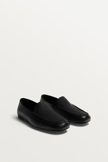 Zara 真皮樂福鞋 - 黑色