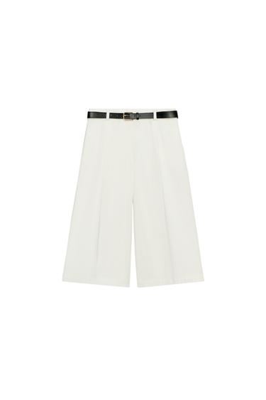 LONG BELTED BERMUDA SHORTS - White by Zara