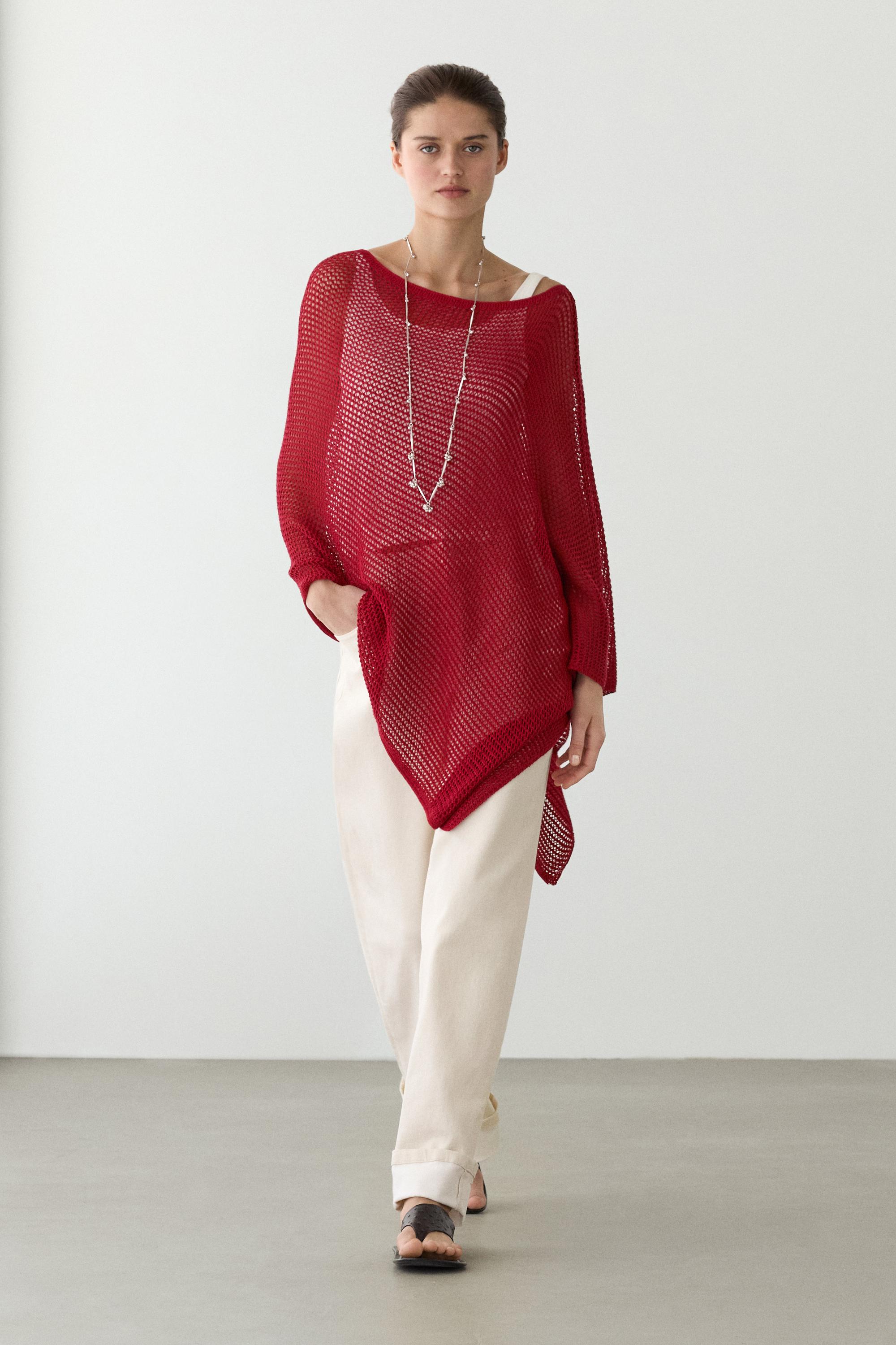 Asymmetric cotton blend cape