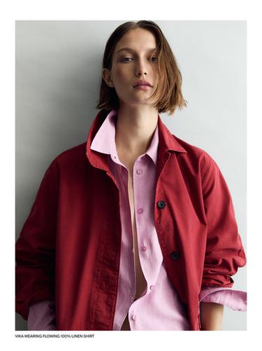 Camisa fluida 100% lino - Rosa de Zara