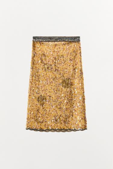 JUPE BRODERIES FANTAISIE LIMITED EDITION - Jaune de Zara - Image 3