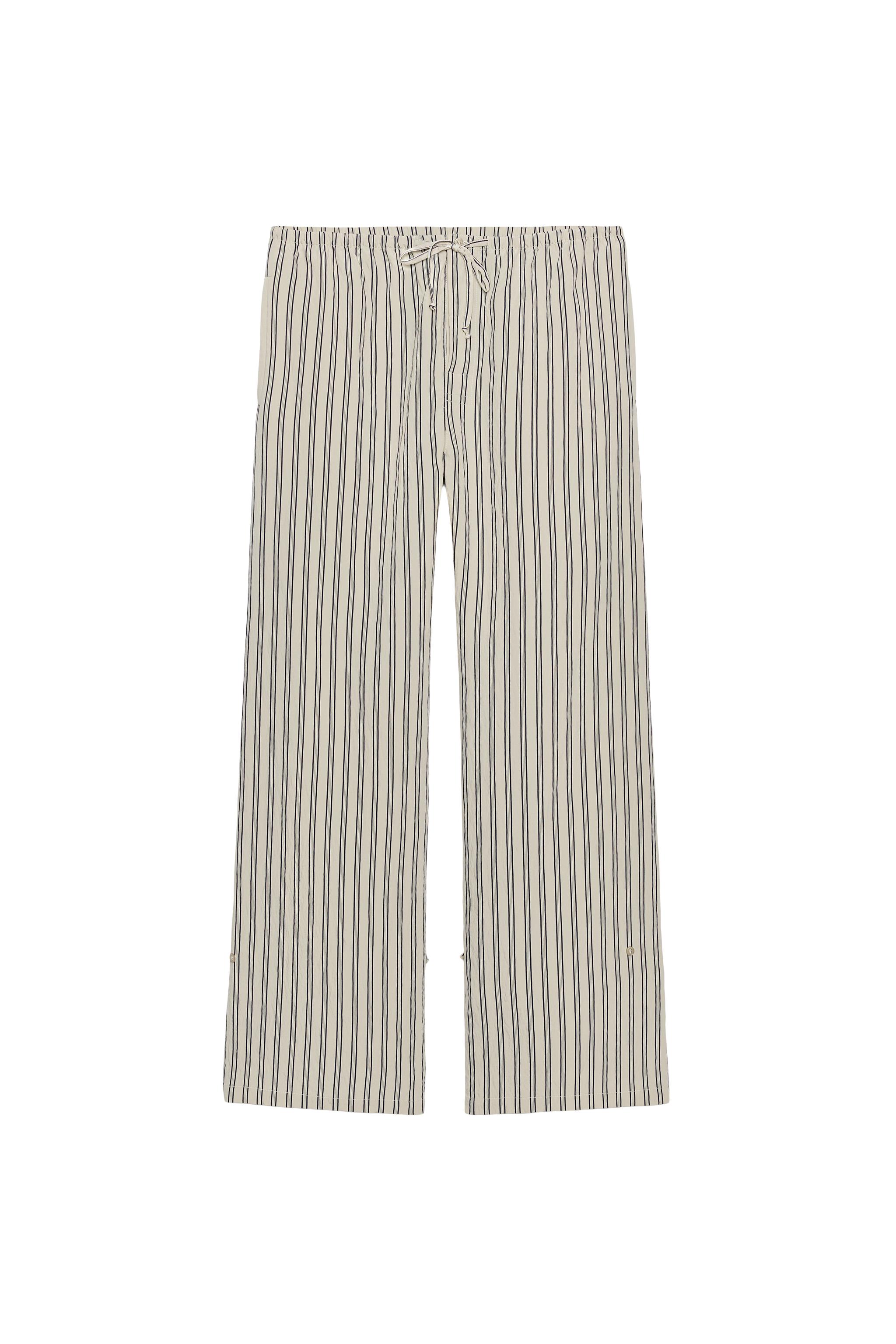 ZW COLLECTION STRIPED STRAIGHT LEG PANTS - Gray | ZARA United States