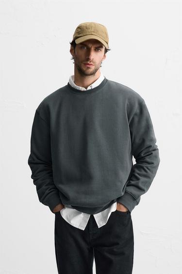 Zaras BASSWEATSHIRT CREW NECK - Blå