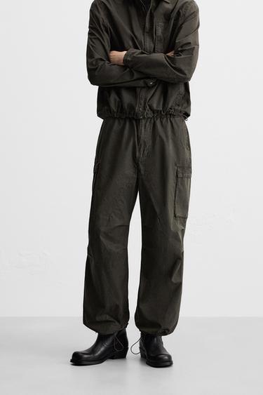 WASHED TECHNICAL CARGO TROUSERS - Khaki by Zara
