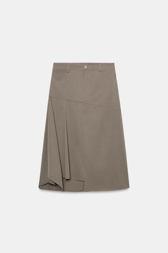 FALDA MIDI ASIMÉTRICA - Gris topo de Zara - Imagen 0