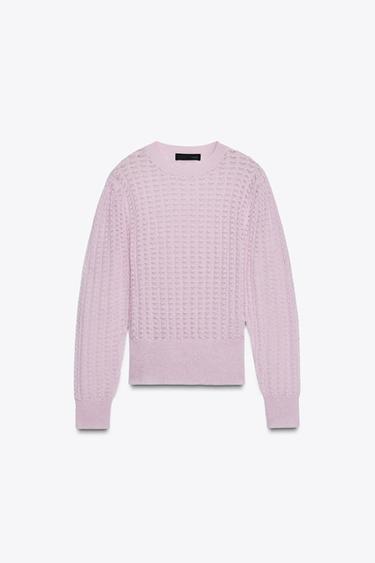 POINTELLE KNIT WOOL AND ALPACA JUMPER - Pink by Zara
