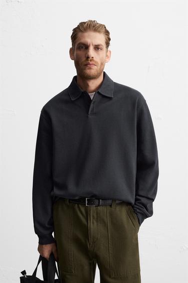 POLO INTERLOCK ESTRUCTURA - Azul de Zara