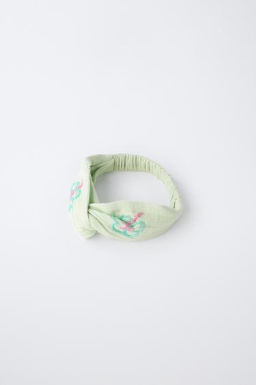HIBISCUS BEAD HEADBAND - washed green by Zara - Image 1
