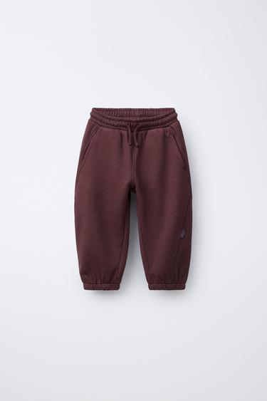 JOGGINGHOSE AUS SWEATSTOFF MIT ETIKETT - Burgundrot von Zara
