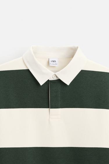 SWEAT POLO COL CONTRASTANT - Écru / Vert de Zara - Image 8