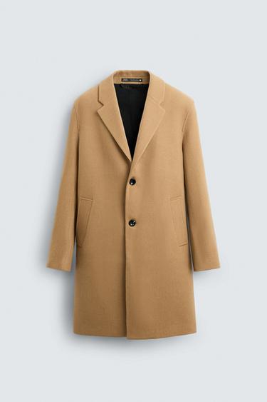 Zara 100% WOOL COAT - taupe brown
