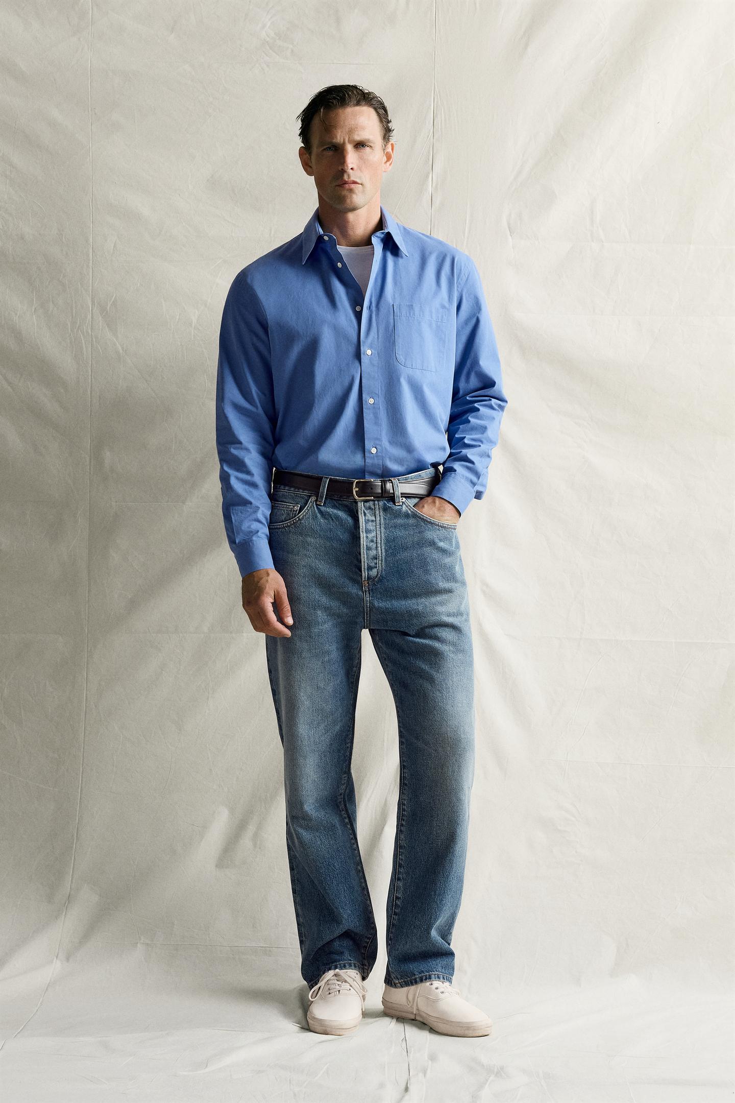 Мужские джинсы Zara Straight Ankle, цвет: Синий