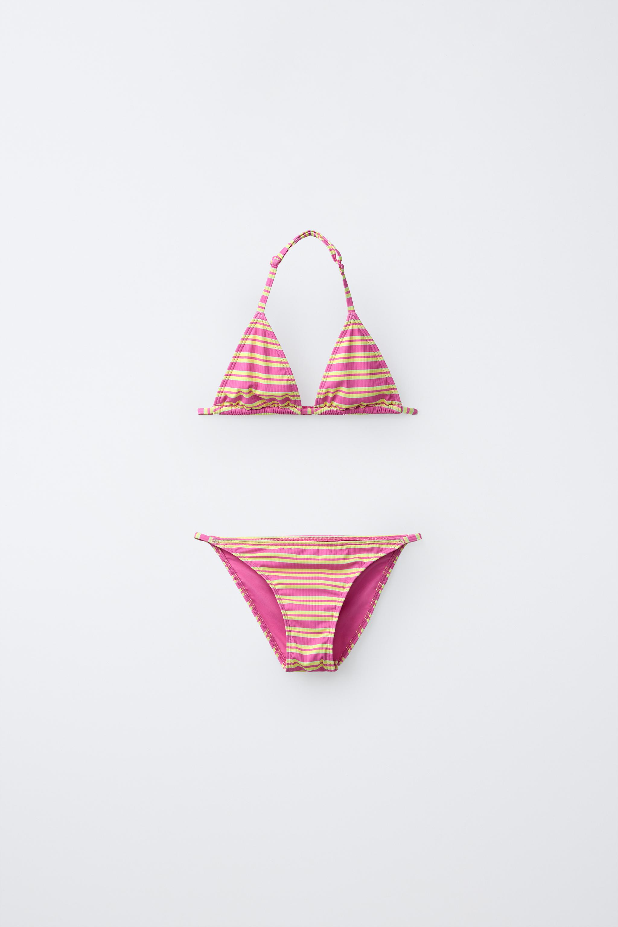 6–14 YRS HIBISCUS RIB STRIPED BIKINI - Fuchsia | ZARA Canada