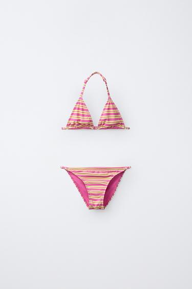 6-14 AÑOS/ BIKINI RAYAS RIB HIBISCUS - Fucsia de Zara - Imagen 0