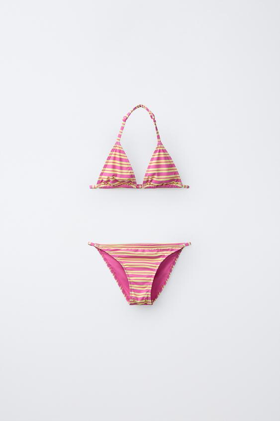 Zaras 6-14 ÅR/ RANDIG RIB BIKINI HIBISKUS - Fuchsia - Bild 0
