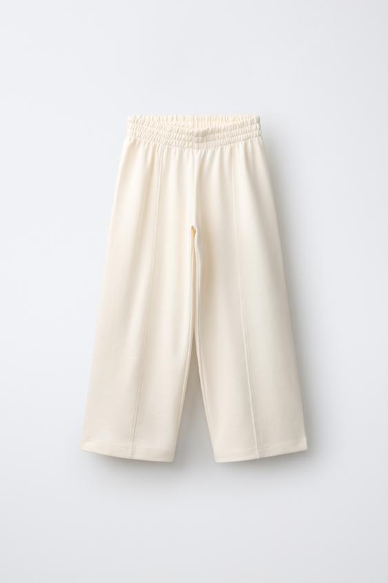 WIDE-LEG INTERLOCK TROUSERS - Ecru by Zara - Image 0