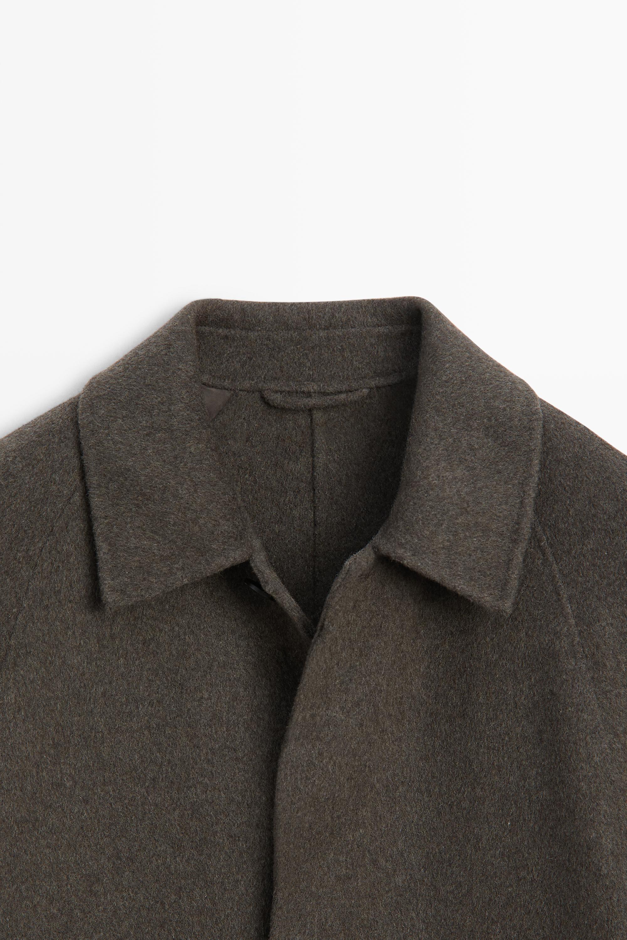 Manteau long tissu double laine mélangée