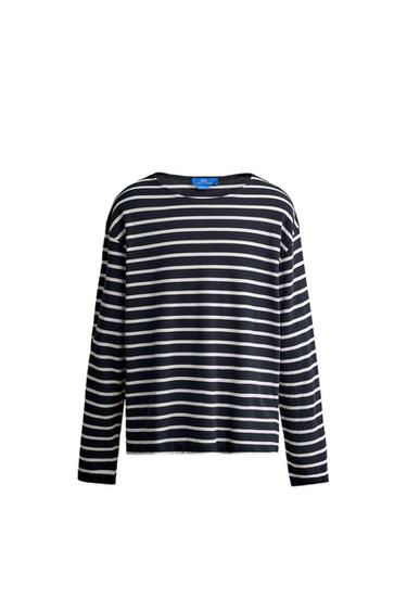 T-SHIRT JACQUARD ÀS RISCAS AARON LEVINE X ZARA - Azul / Branco da Zara