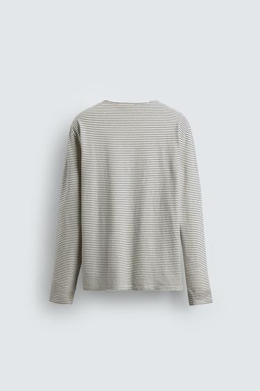 STRIPED JACQUARD T-SHIRT - Ecru / Black by Zara - Image 7