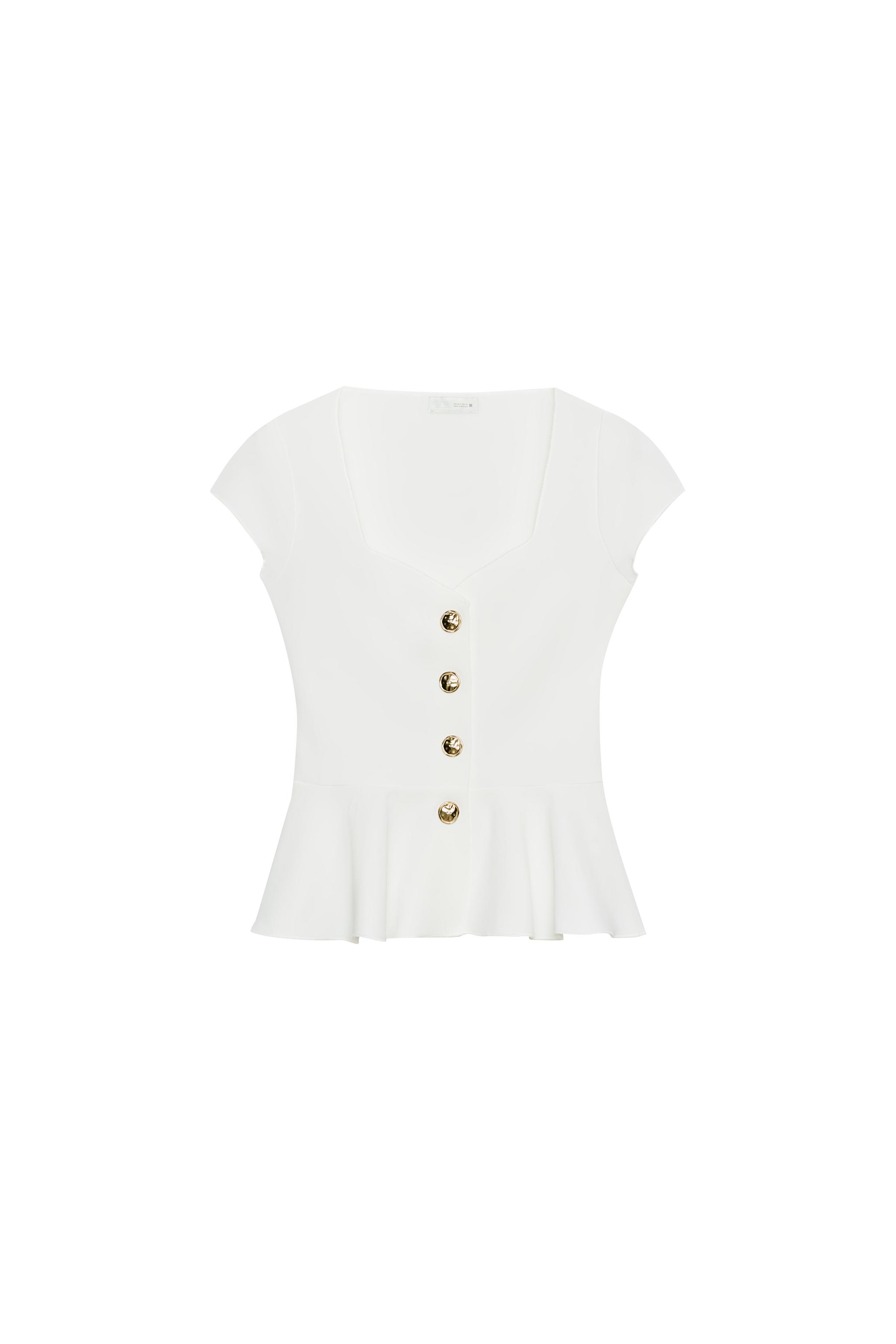 TOP PEPLUM CU NASTURI - Alburiu | ZARA România