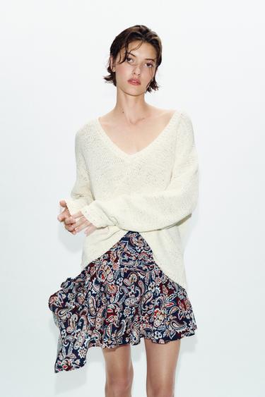 ASYMMETRIC PRINTED SKORT - Blue by Zara