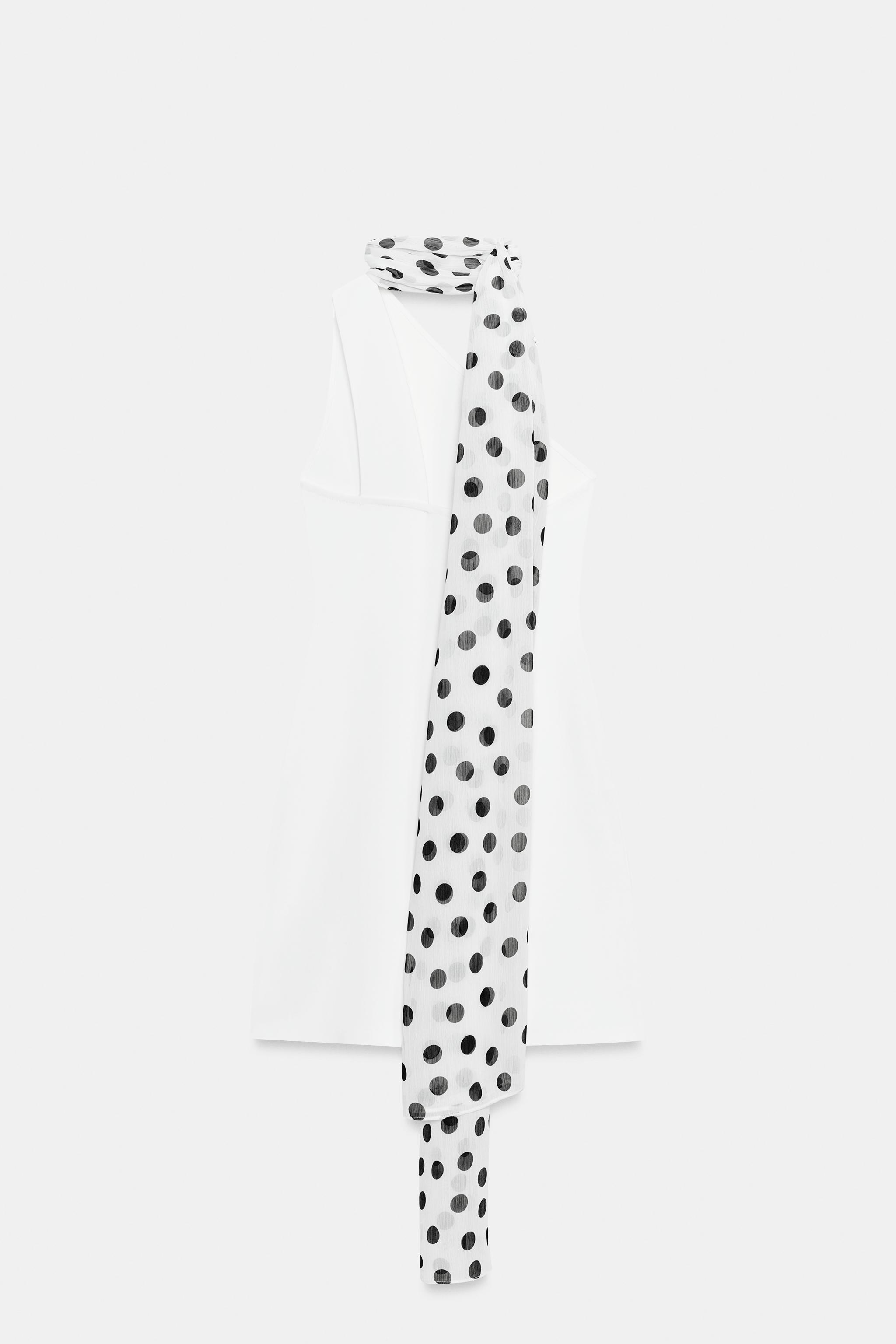 POLKA DOT HALTER SCARF DRESS