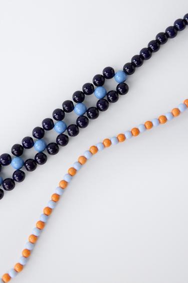 PACK OF TWO BEADED NECKLACES - Blue by Zara - Image 1