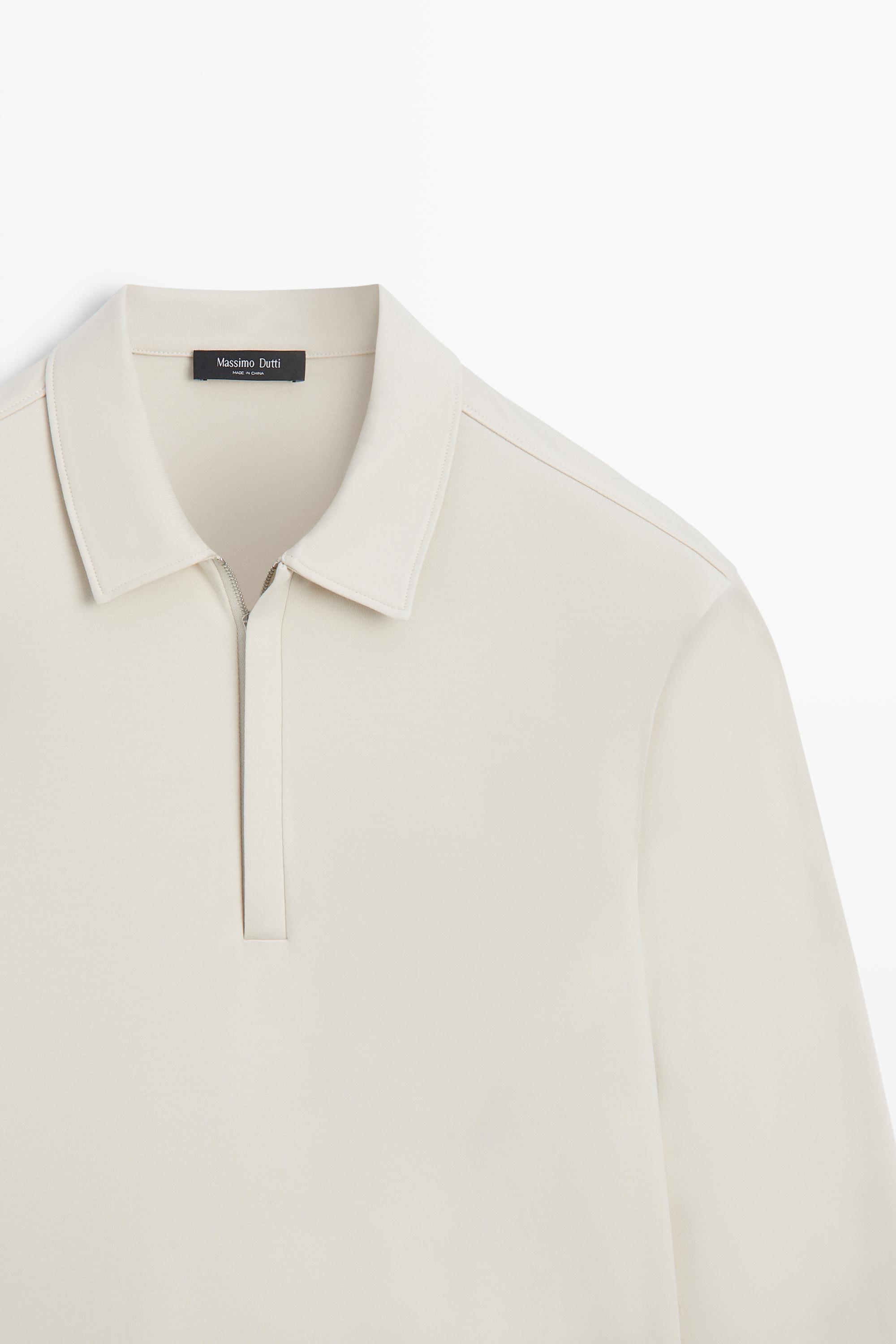 Long sleeve zip detail polo