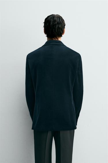BLAZER REGULAR FIT EN VELOURS - Bleu marine de Zara - Image 2