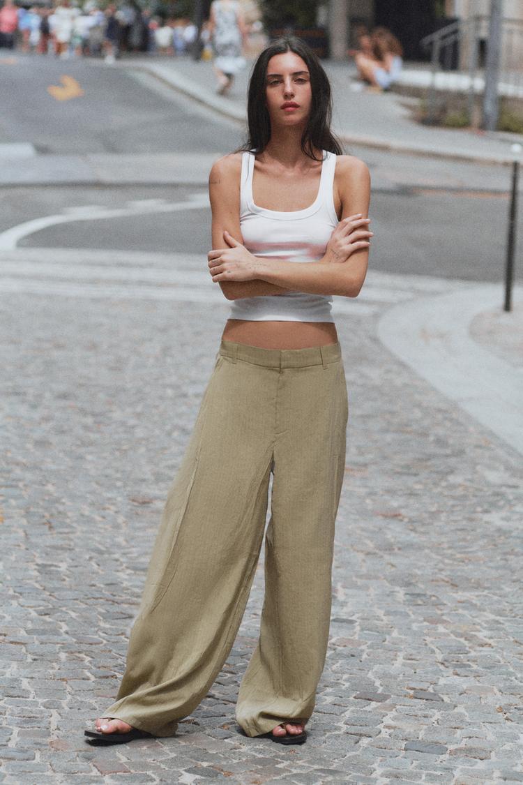 STRIPED PLEATED FLOWING TROUSERS