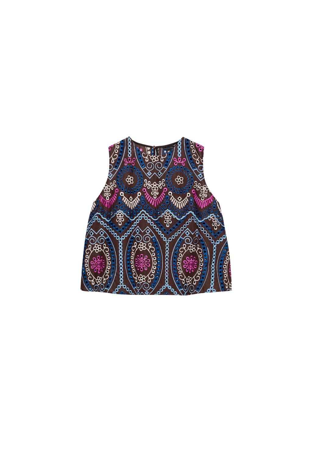 EMBROIDERED EYELET TOP - image 3