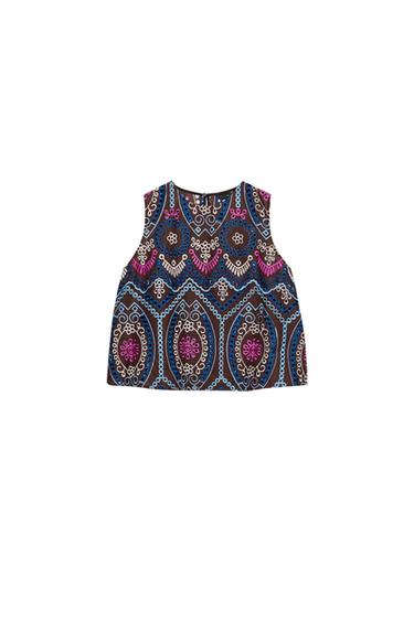 TOP BORDADOS PERFORADOS - Marrón de Zara