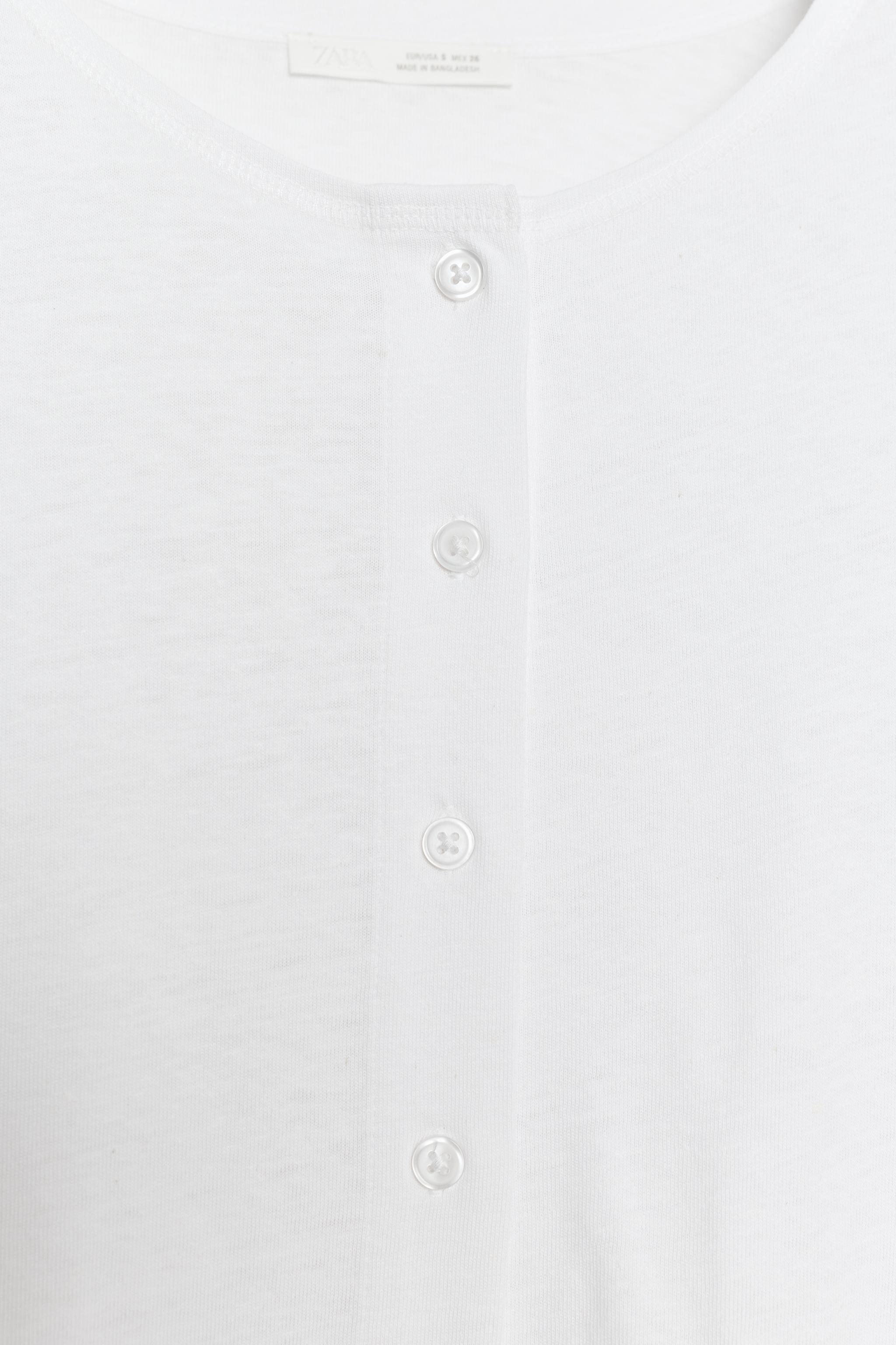 Женские футболки Zara BUTTON-UP T-SHIRT — фото 7
