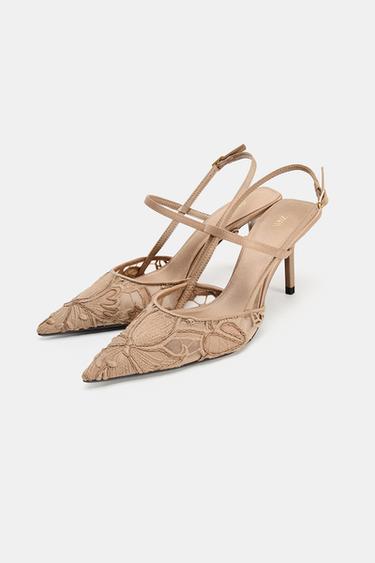 CHAUSSURES À TALONS BRODÉES - Beige de Zara - Image 1