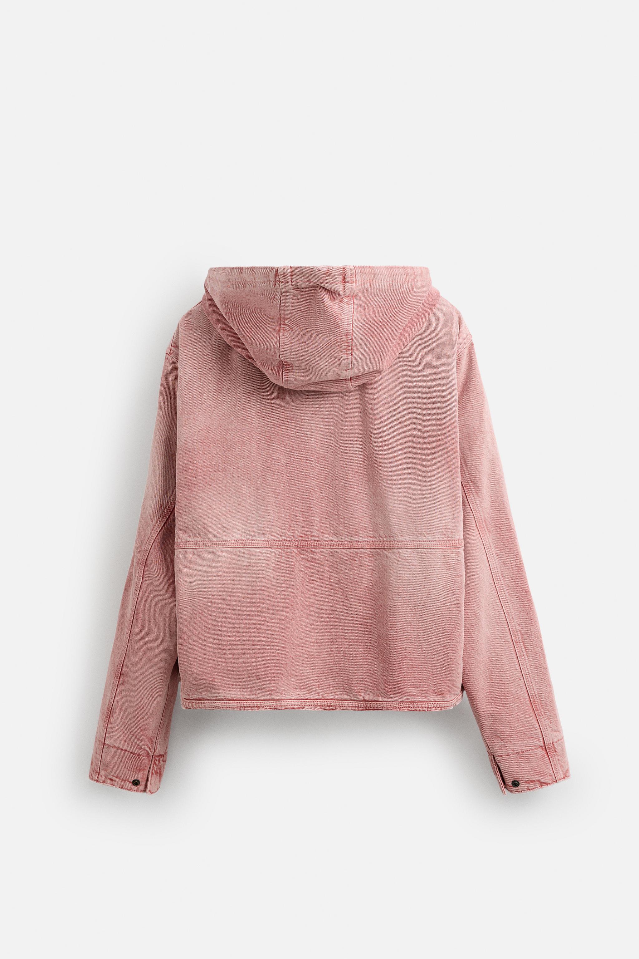 ウォッシュドフード付きジャケット - チョークピンク | ZARA