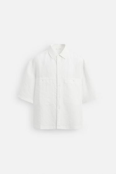 CAMISA JACQUARD RAYAS - Blanco de Zara