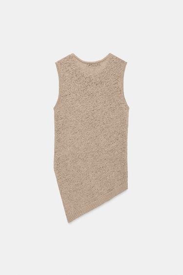 ASYMMETRIC KNIT TOP - SAND/BROWN by Zara - Image 7