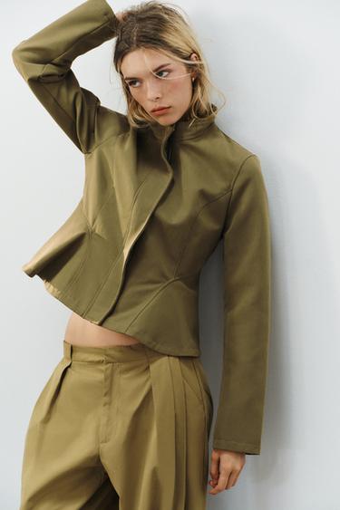 FITTED PEPLUM JACKET - Khaki by Zara