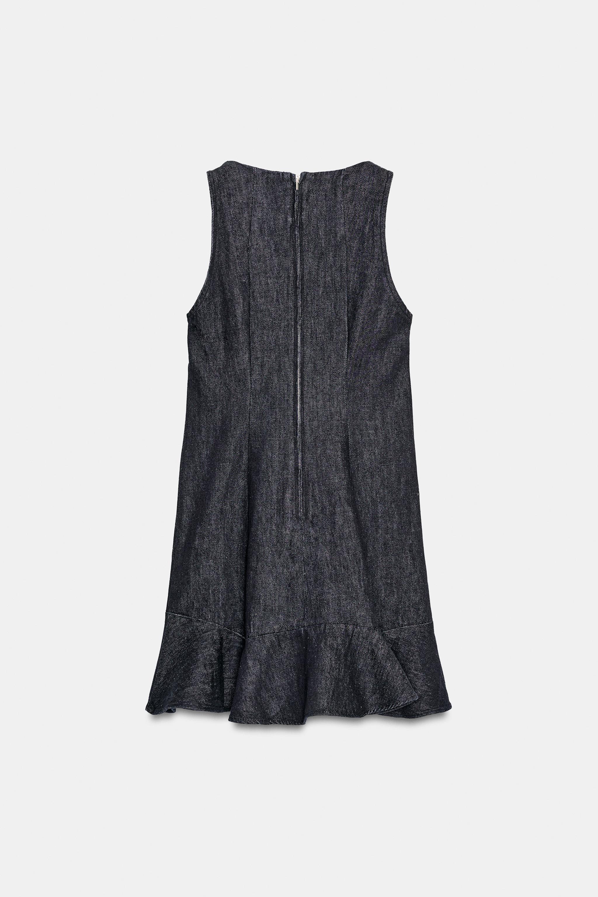 TRF DENIM RUFFLE DRESS